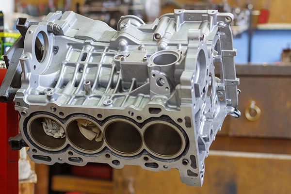 V8 engine block removed from vehicle
